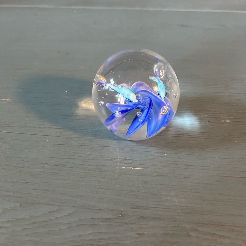 Art Deco Blue Fish Paperweight (Vtg)